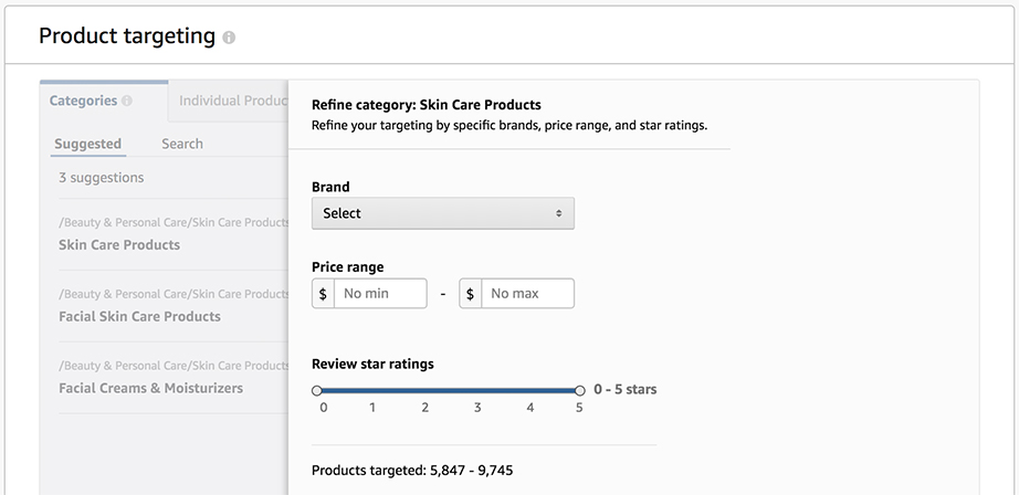 Amazon refine category product testing